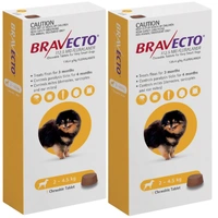 Bravecto Very Small Dog Yellow 2-4.5kg - 2 Chews (Note 2 Boxes of 1Chew )