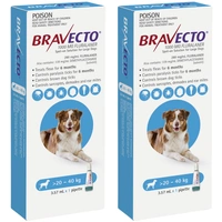 Bravecto Blue Spot On For Large Dogs 20-40kg 3.57ml X 2 Pipette ( Note 2 Boxes Of 1 Pipette)