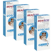 Bravecto Blue Spot On For Large Dogs 20-40kg 3.57ml X 4 Pipette (Note 4 Boxes Of 1 Pipette )