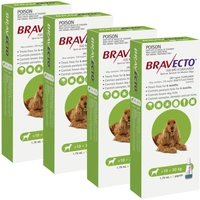 Bravecto Spot On Green For Medium Dogs 10-20kg 1.79ml X 4 Pipette (Note 4 Boxes X 1 Pipette)