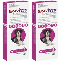 Bravecto Spot On For Dogs Pink Very Large Dog 40-50kg 5ml X 2 Pipette (Note 2 Boxes X 1 Pipette)