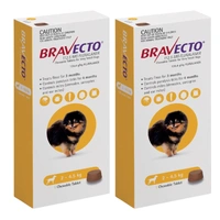 Bravecto Spot On For Very Small Dogs Yellow 2-4.5kg 0.4ml X 2 Pipette (Note 2Boxes X 1 Pipette)