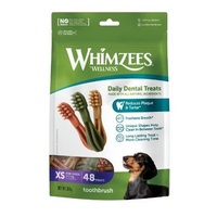 Whimzees Toothbrush Dental Dog Treats - X-Small (2-7kg) - 48 pack