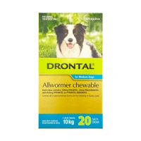 Drontal Allwormer Chewable For Medium Dogs 10kg  - 20 Chews