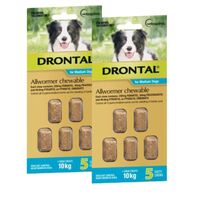 Drontal Allwormer Chewable For Medium Dogs 10kg  - 10 Chews (2 x 5 pack)