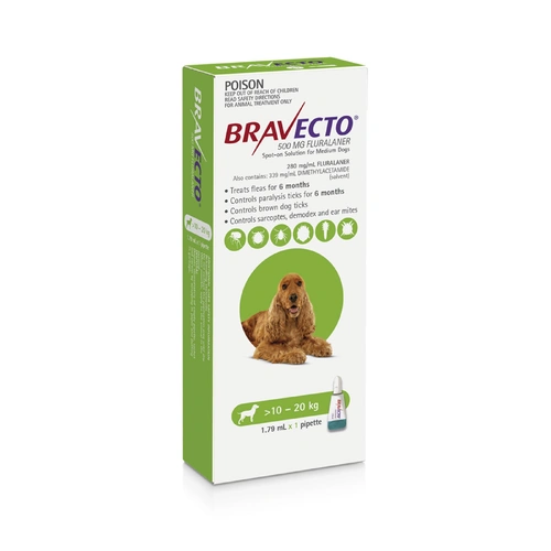 Bravecto Spot On Green For Medium Dogs 10-20kg