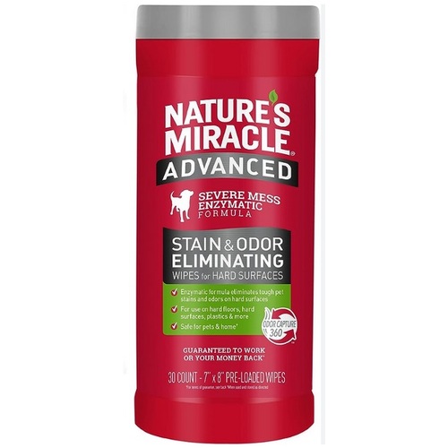 Nature's Miracle Advanced  (Dog & Cat) Stain & Odour Eliminating Wipes 30pk